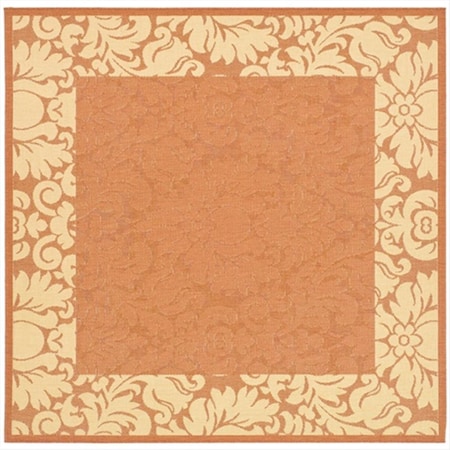Safavieh 7 Ft. -10 In. X 7-10 In. Square Indoor-Outdoor Courtyard- Terracotta And Natural- Machine Made Rug CY2727-3202-8SQ